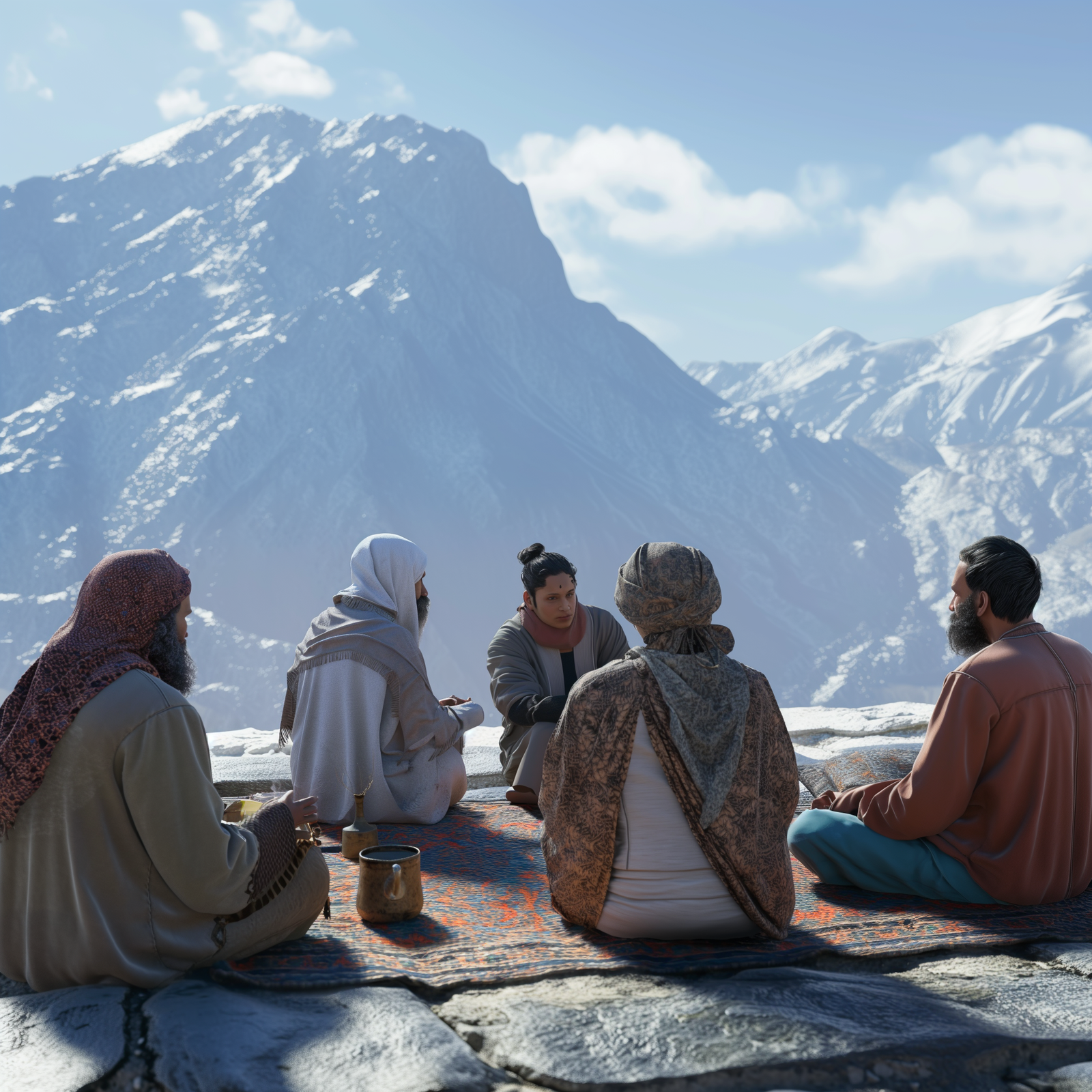 Menschen unterschiedlicher Kulturen in blauer Szene – Symbol für weltweite Dufttraditionen und Verbundenheit